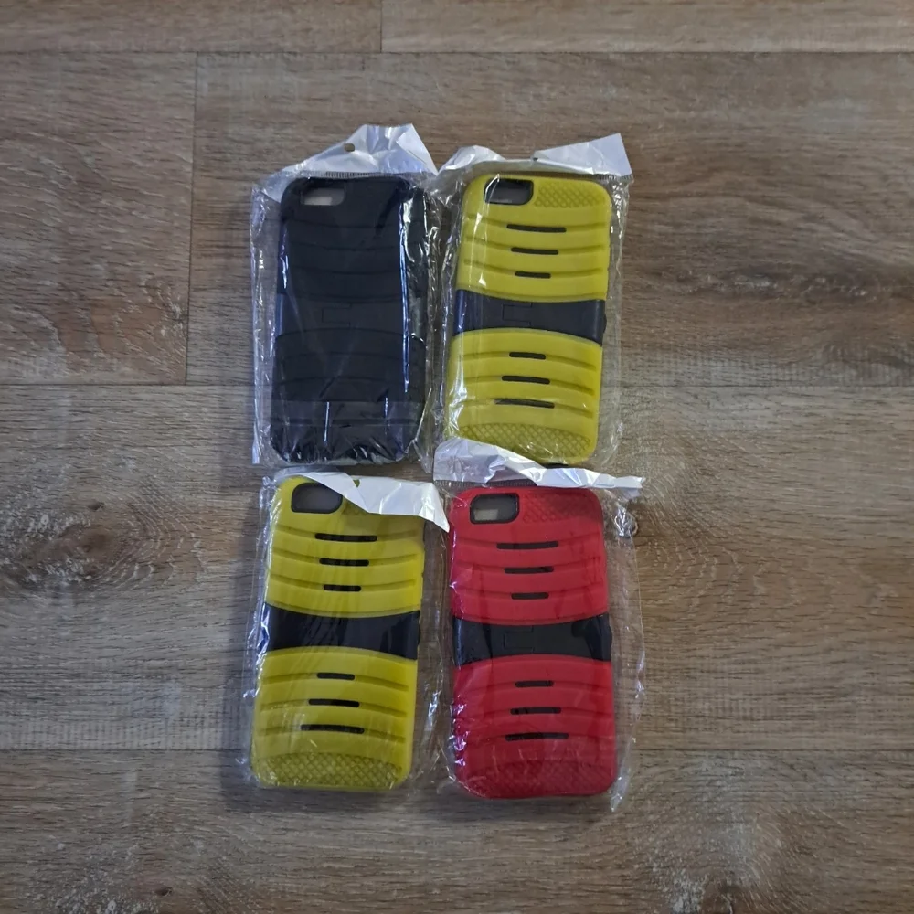 Lot Of 4 Durable Cases Black, 2 Yellow, and Red